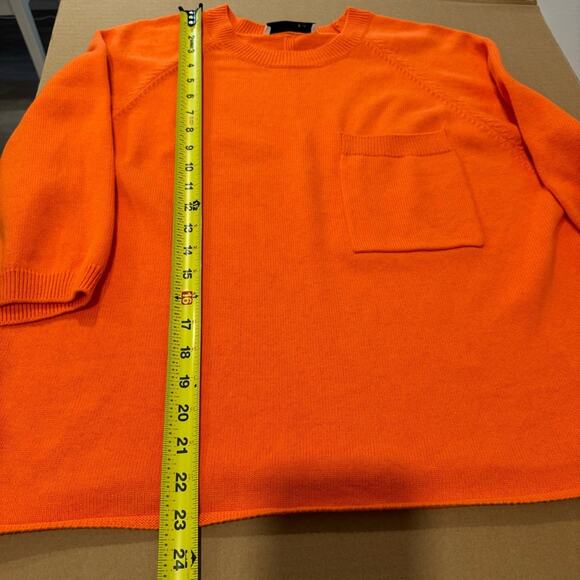 🍁Oui Viscose Cotton Blend 3/4 Sleeve Crew Neck Sweater Top Orange Minimalist 8 - Picture 12 of 14